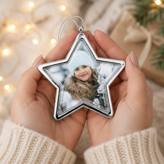 Decorațiune pentru brad Fotografia ta, stea argintie