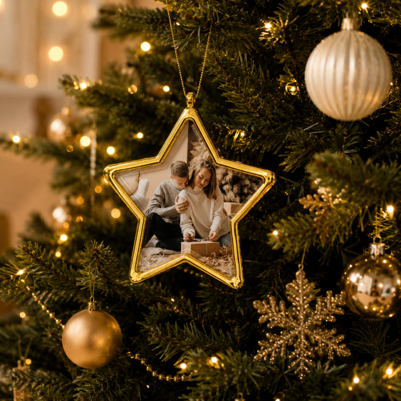 Decorațiune pentru brad Fotografia ta, stea de aur