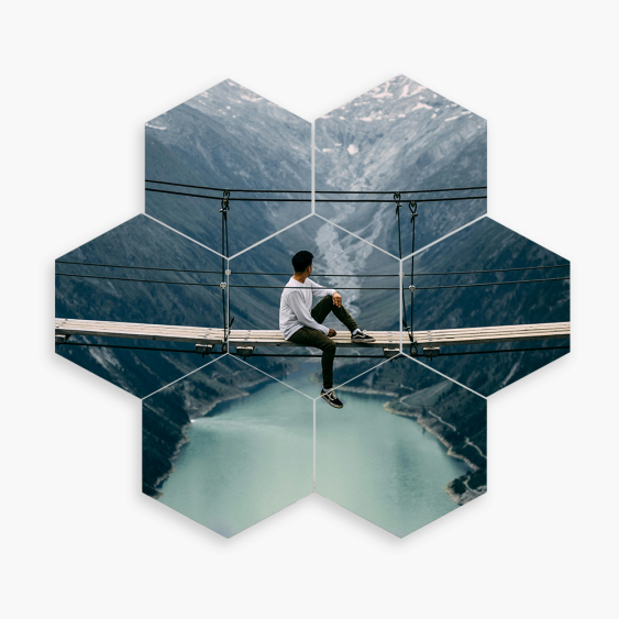 Tablou, Fotografia ta, hexagon cu 7 elemente, 29x27 cm