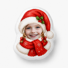 Pernă 3D personalizată, catifea, Pălăria lui Moș Crăciun, 30x30 cm