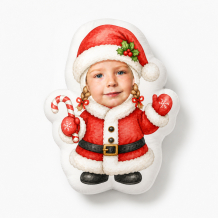 Pernă 3D personalizată, catifea, Moș Crăciun, 30x30 cm