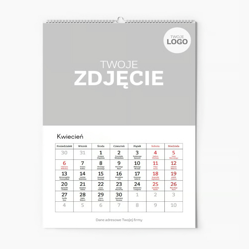 Calendar de perete, Clasic cu logo, 20x30-A4 cm