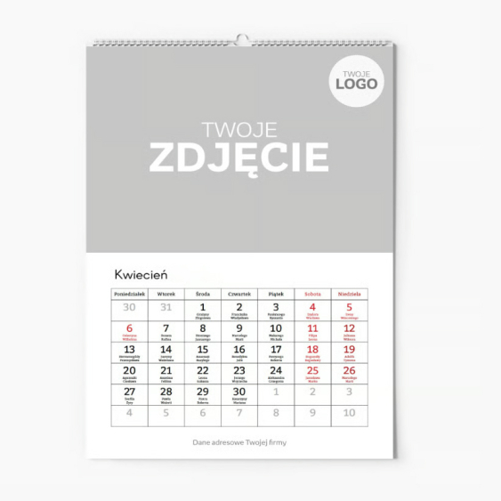 Calendar de perete, Clasic cu logo, 20x30-A4 cm