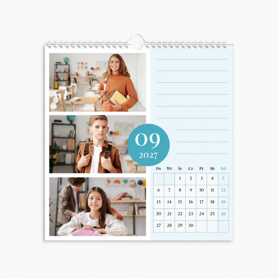 Calendar de perete, Calendar școlar pătrat, 30x30