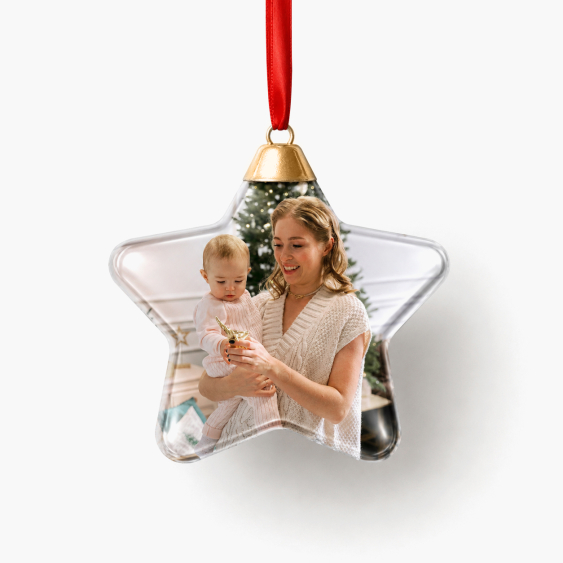Glob de Crăciun ornament de brad de Crăciun în formă de stea cu capac auriu