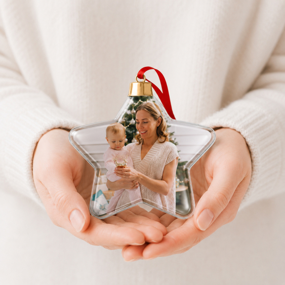 Glob de Crăciun ornament de brad de Crăciun în formă de stea cu capac auriu
