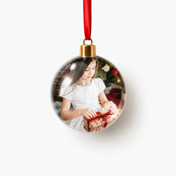 Glob de Crăciun ornament rotund pentru bradul de Crăciun cu capac auriu