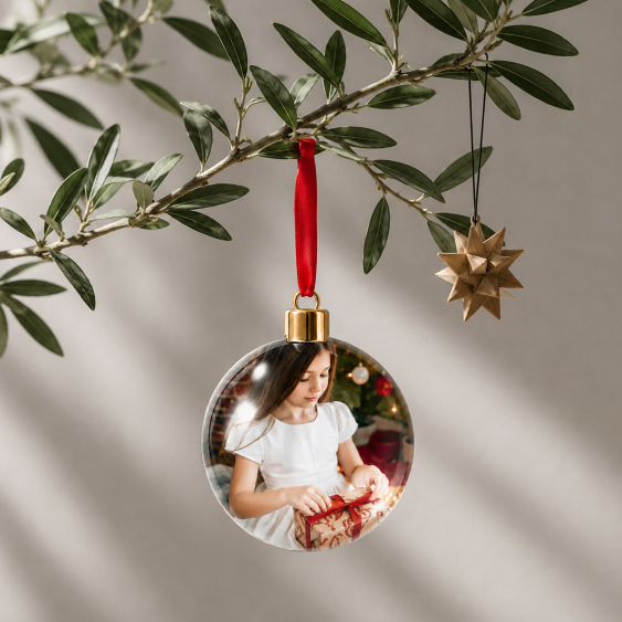 Glob de Crăciun ornament rotund pentru bradul de Crăciun cu capac auriu