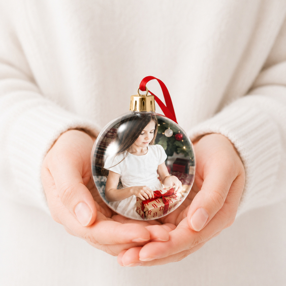 Glob de Crăciun ornament rotund pentru bradul de Crăciun cu capac auriu