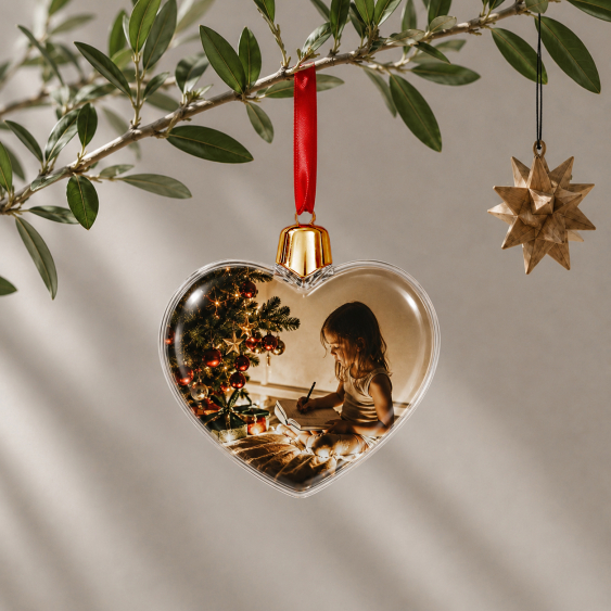 Glob de Crăciun ornament de Crăciun în formă de inimă cu capac auriu