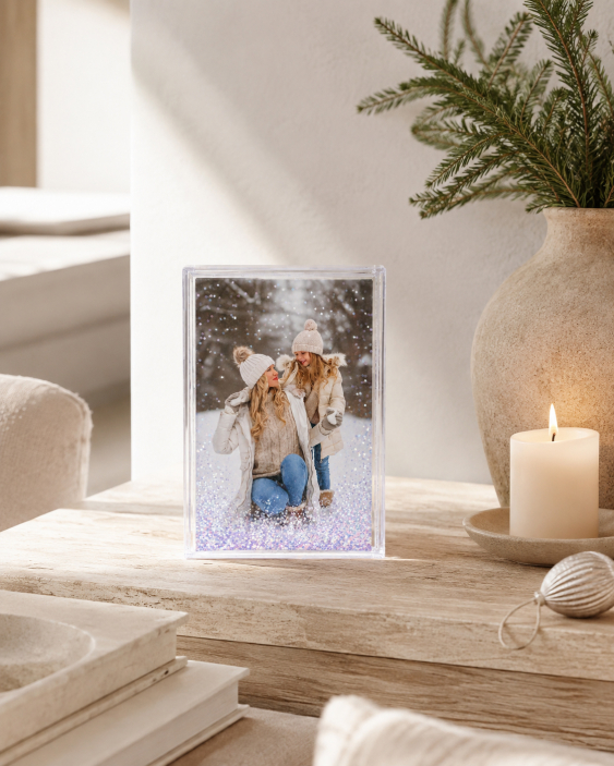 Ramă foto pentru poze cu apa, fulgi albi, 5,5x8,5x2 cm
