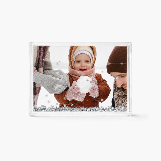 Ramă foto pentru poze cu apa, Fulgi de zăpadă argintii, 10x15 cm